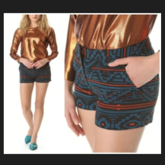 Jenni Kayne Aztec Print Silk Blend Shorts Size 0 - Picture 6 of 6